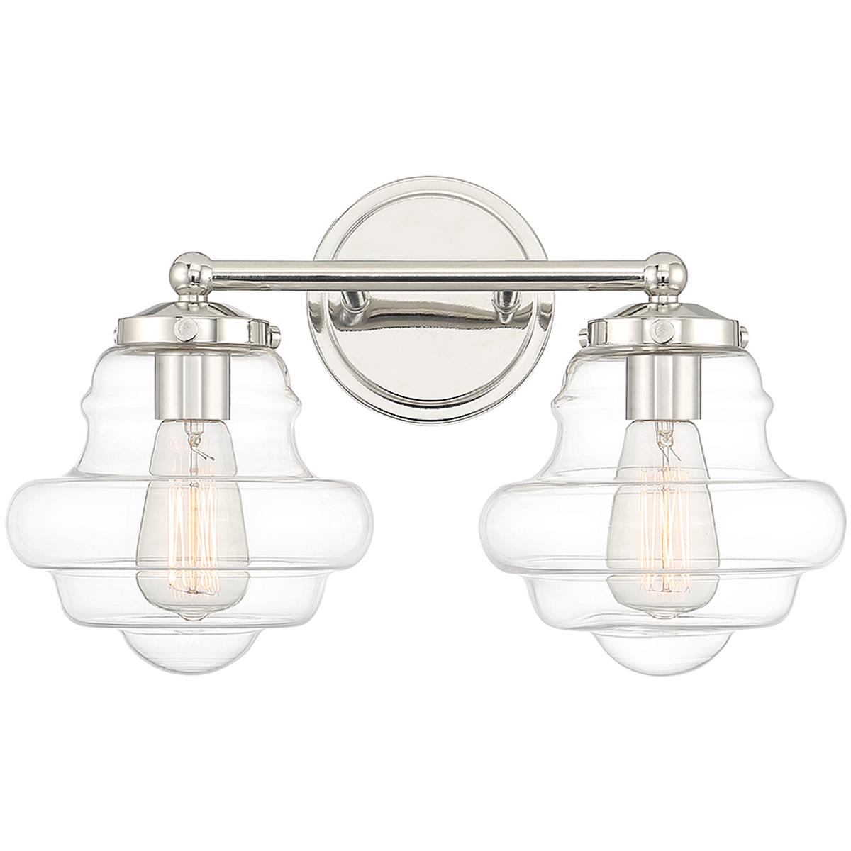 Lighting New York M80072PN Meridian Vintage 2 Light 16.5 inch Polished Nickel Bathroom Vanity Light Wall Light M80072PN - Open Box